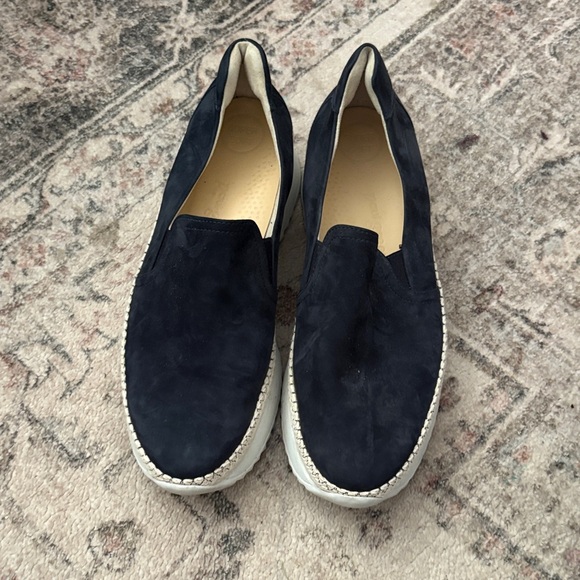 Paul Green Shoes - Paul Green Navy Alexa Platform Suede Loafers 8.5